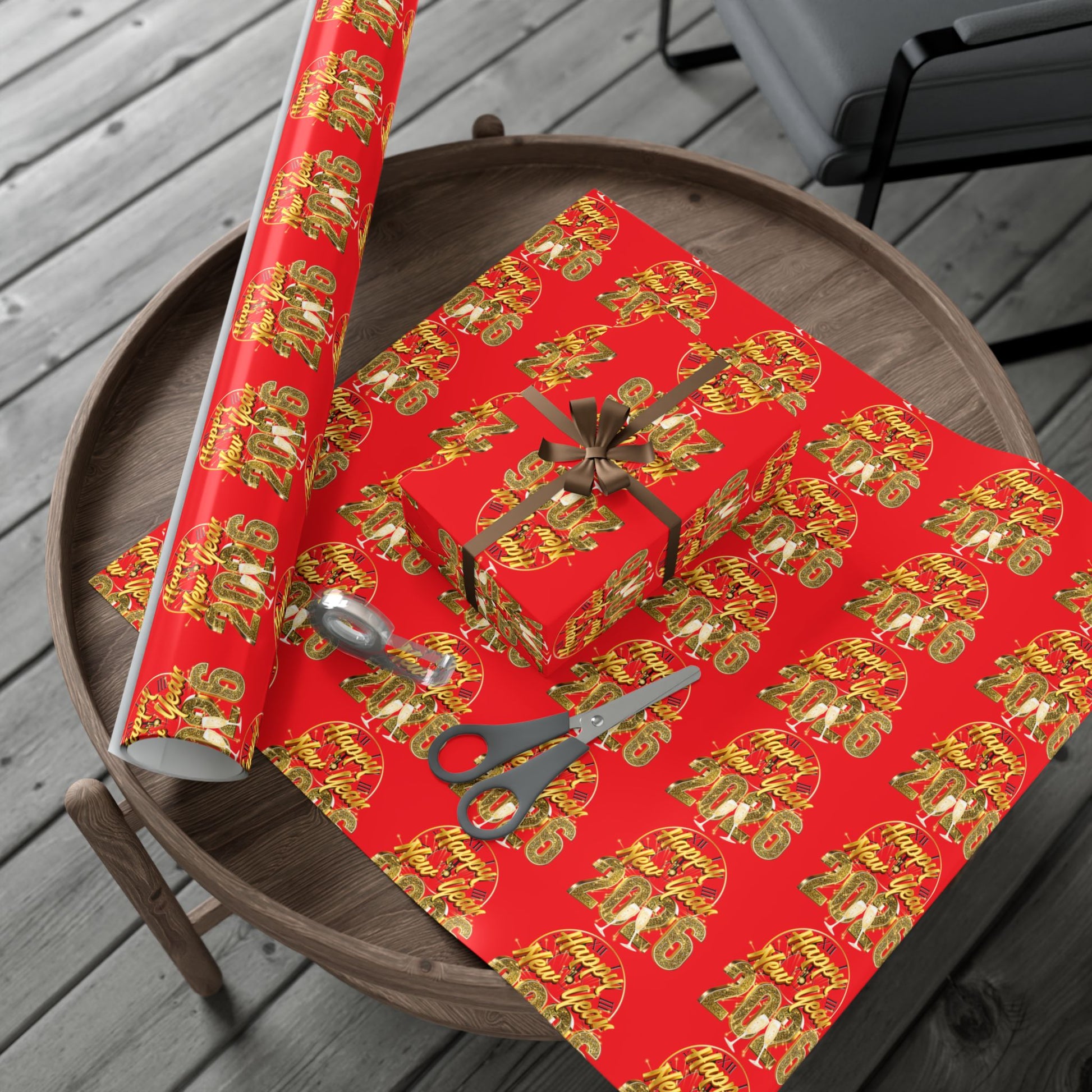 “Happy New Year 2026” Celebration Wrap – Luxe Gold Edition by Frizell Noir"