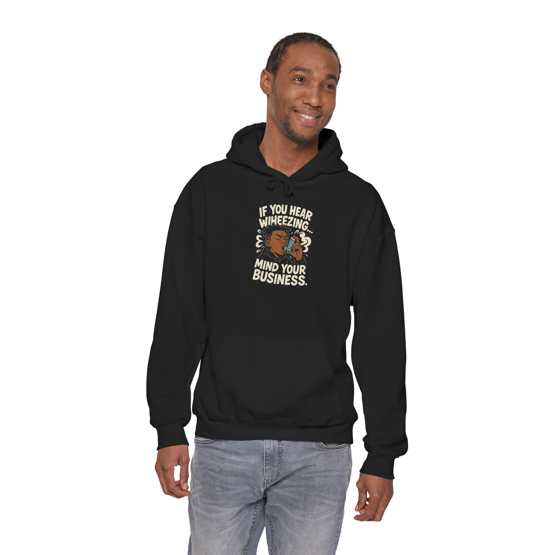 If You Hear Wheezing Mind Your Business Hoodie | Funny Cartoon Lungs Pulmonary Humor