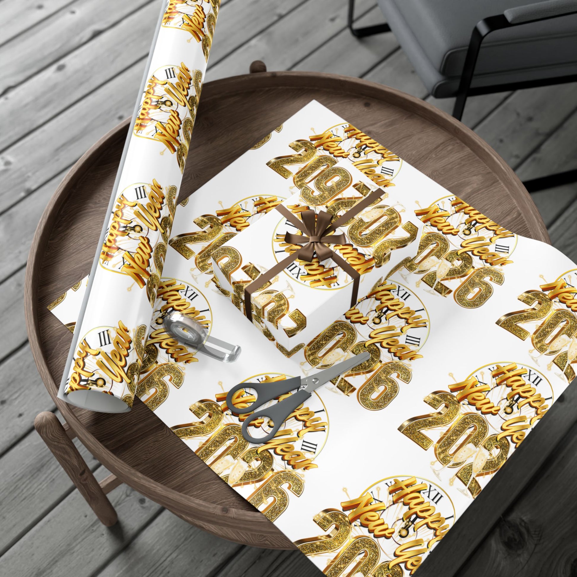 “Happy New Year 2026” Celebration Wrap – Luxe Gold Edition by Frizell Noir"