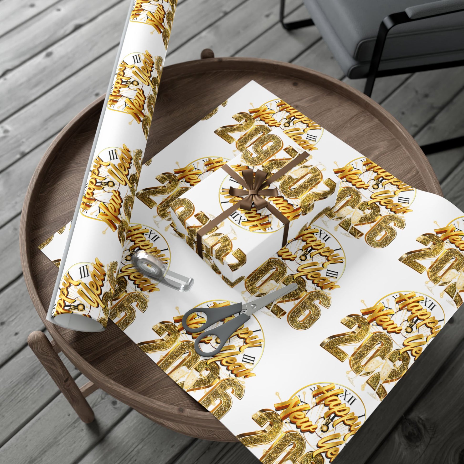 “Happy New Year 2026” Celebration Wrap – Luxe Gold Edition by Frizell Noir"