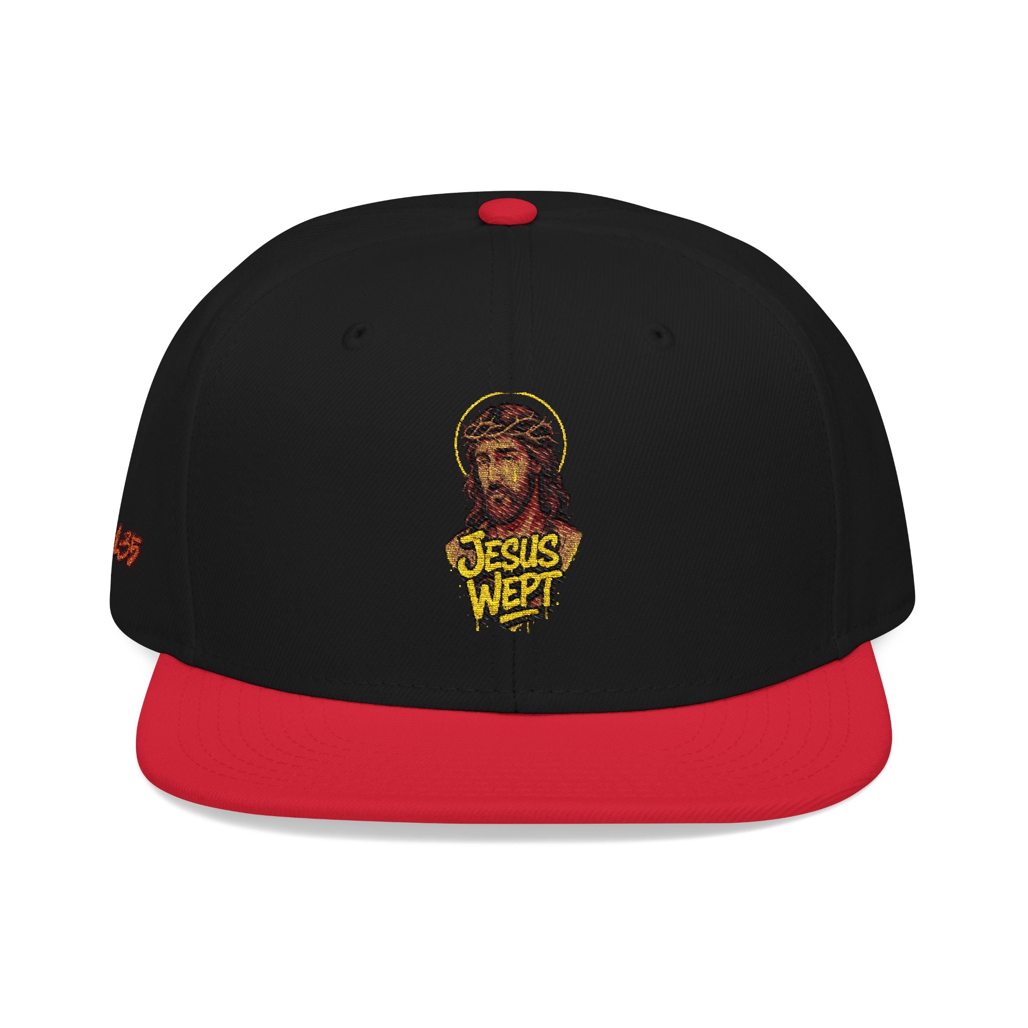 Snapback Hat Black & Gold Jesus John 11:35 Embroidered