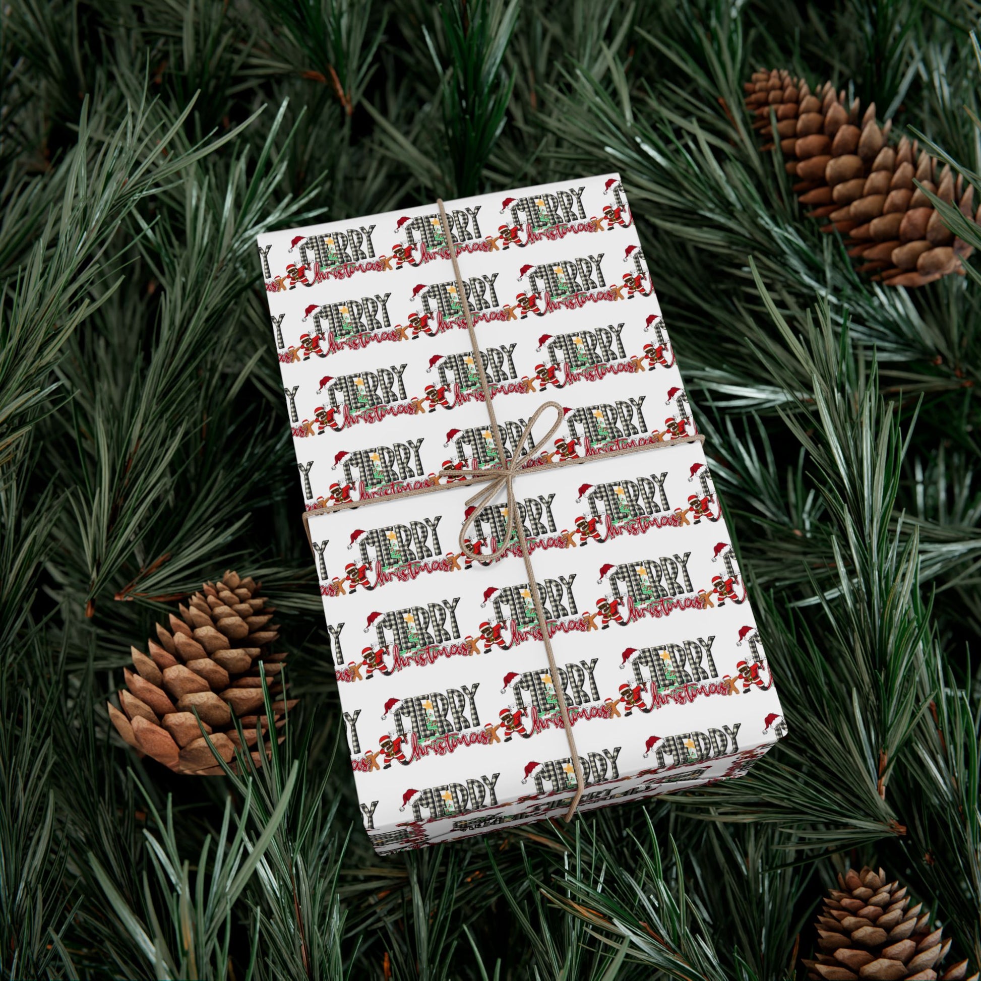“Merry Christmas” Plaid Joy Wrapping Paper – Festive Edition by Frizell Noir (with a Dab of Fun)