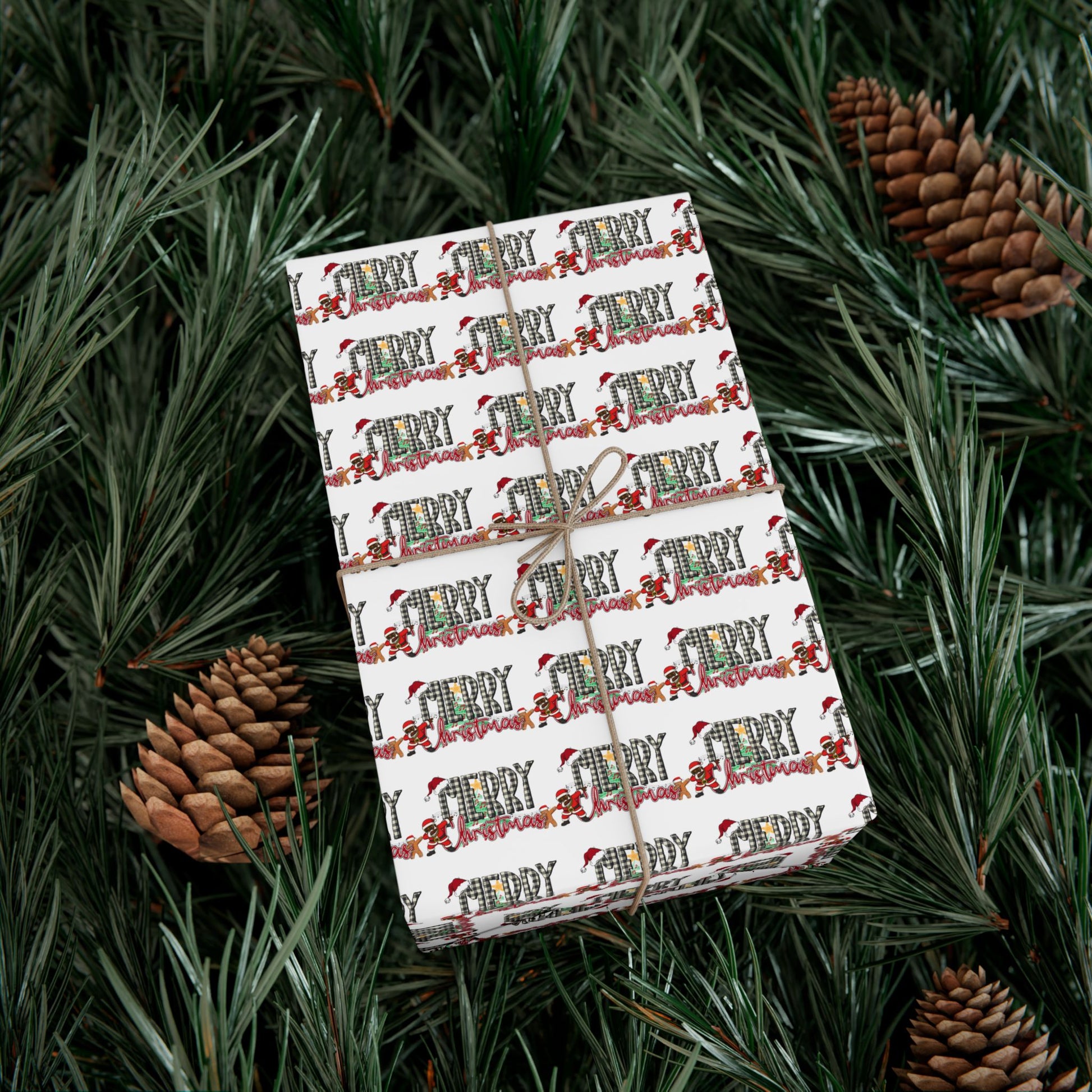 “Merry Christmas” Plaid Joy Wrapping Paper – Festive Edition by Frizell Noir (with a Dab of Fun)