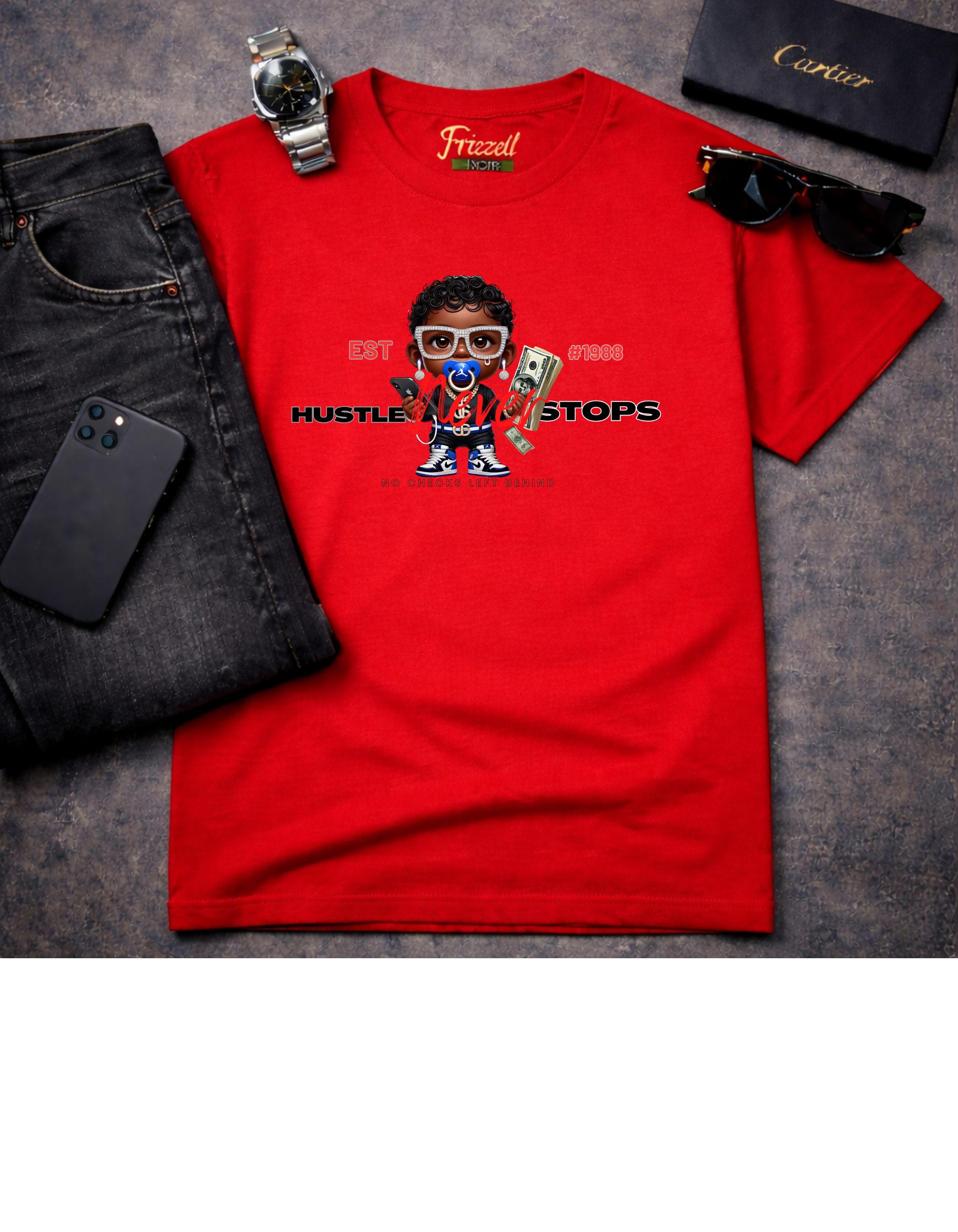 'Hustle Never Stops' (Est. 1988) T-Shirt