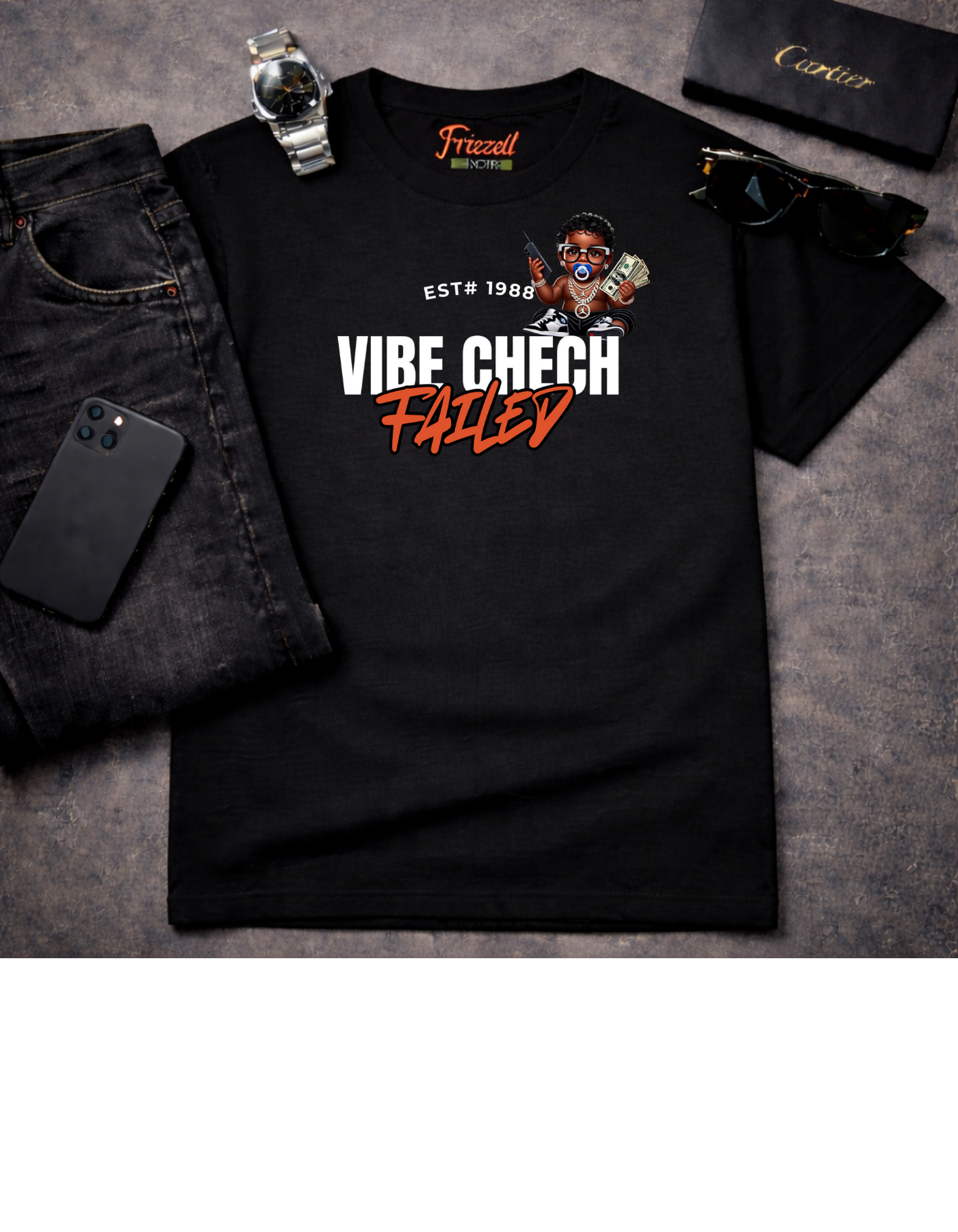 Vibe Check Graphic T-shirt | Frizell Noir