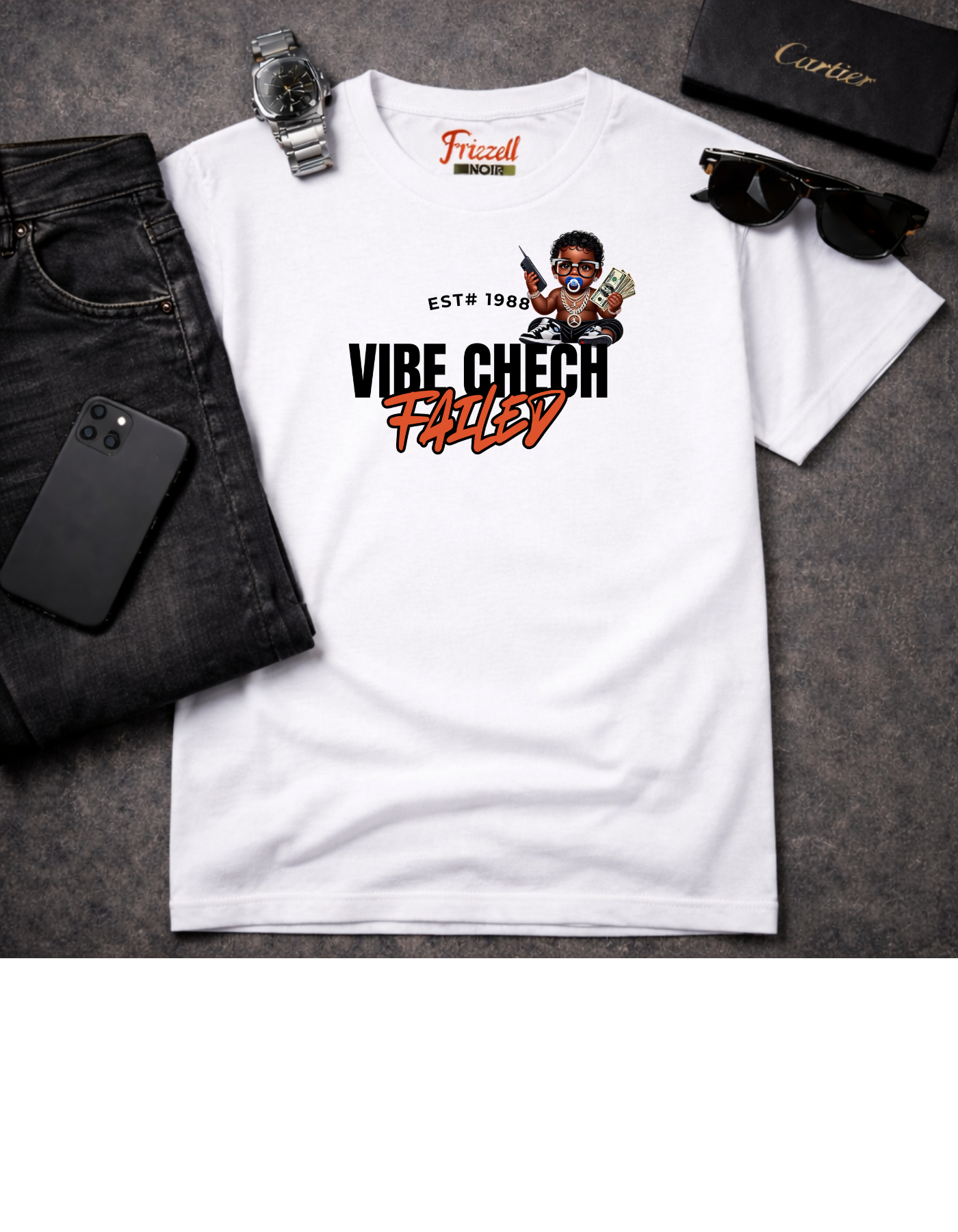 Vibe Check Graphic T-shirt | Frizell Noir