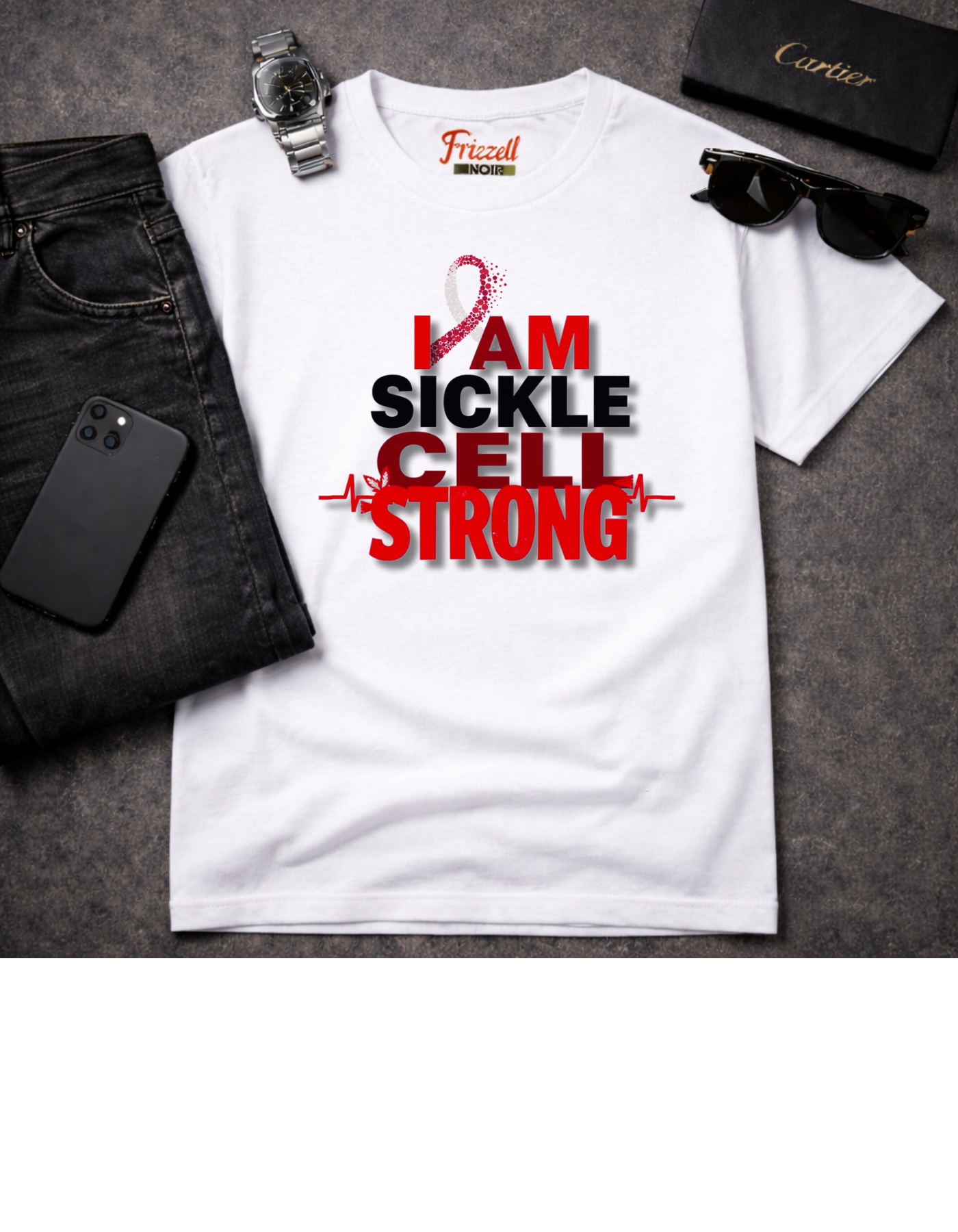 Sickle Cell Awareness | Frizell Noir T-shirt
