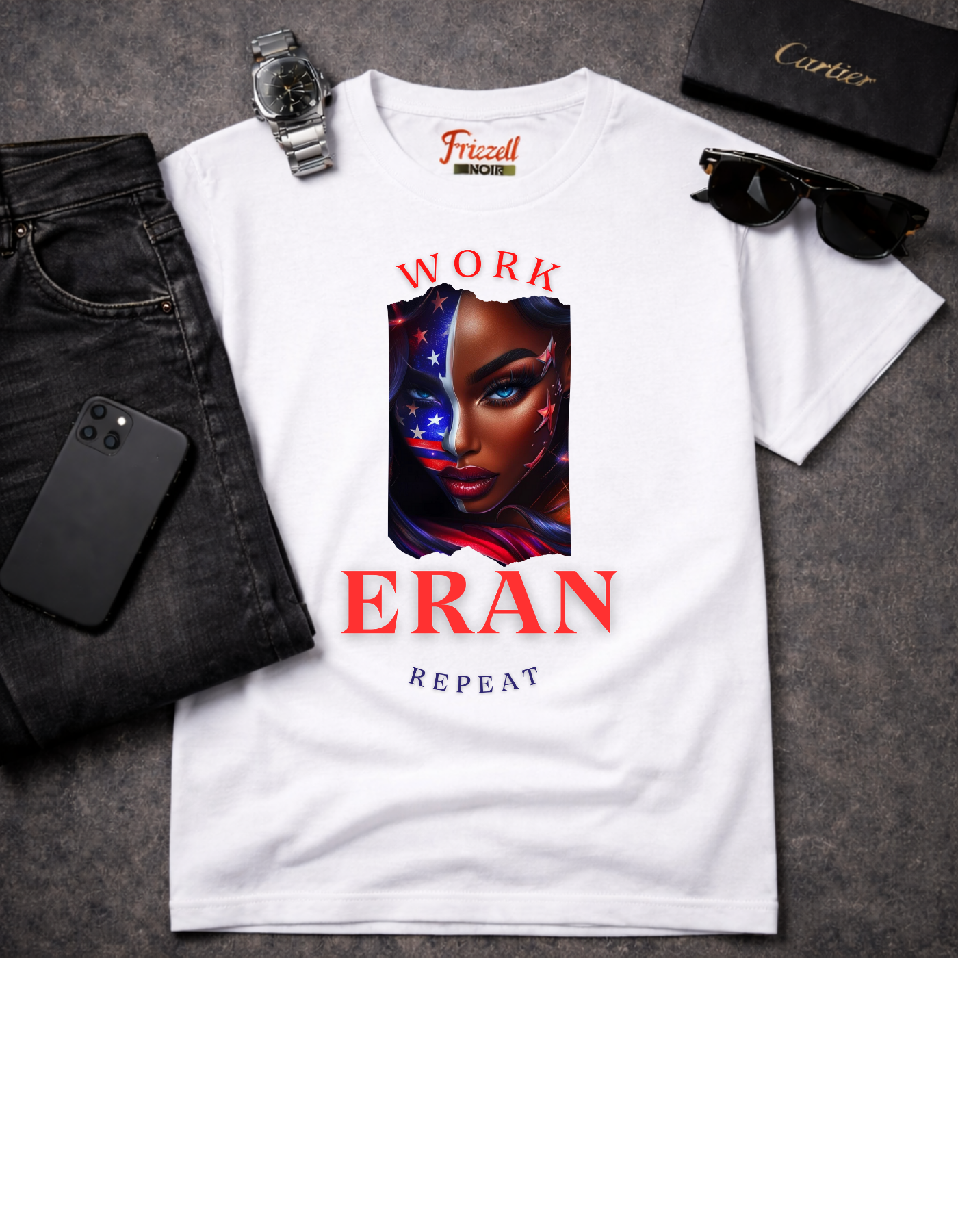 Work Earn Repeat | Frizell Noir T-shirt