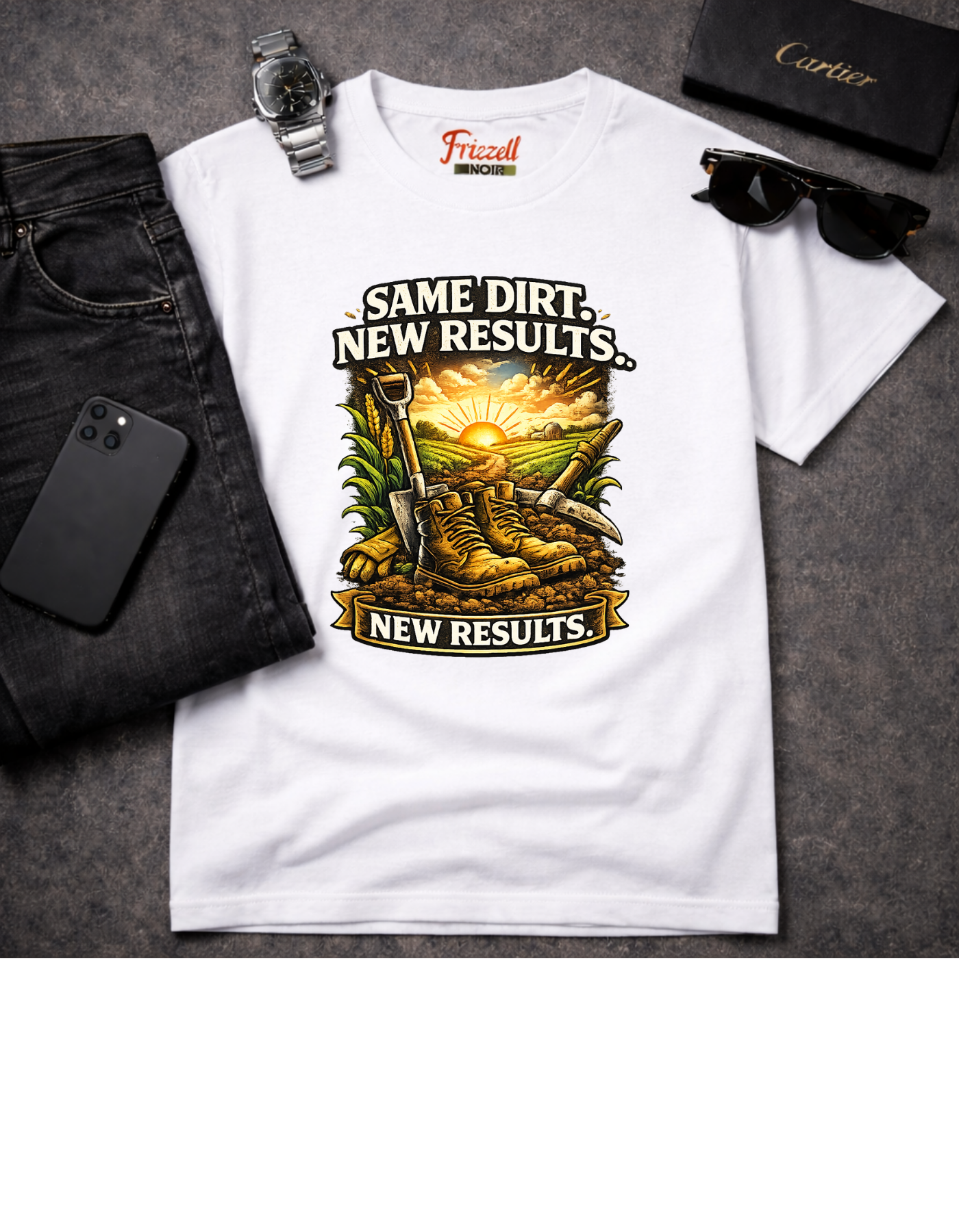 "Same Dirt, New Results" Garden Sunrise T-Shirt