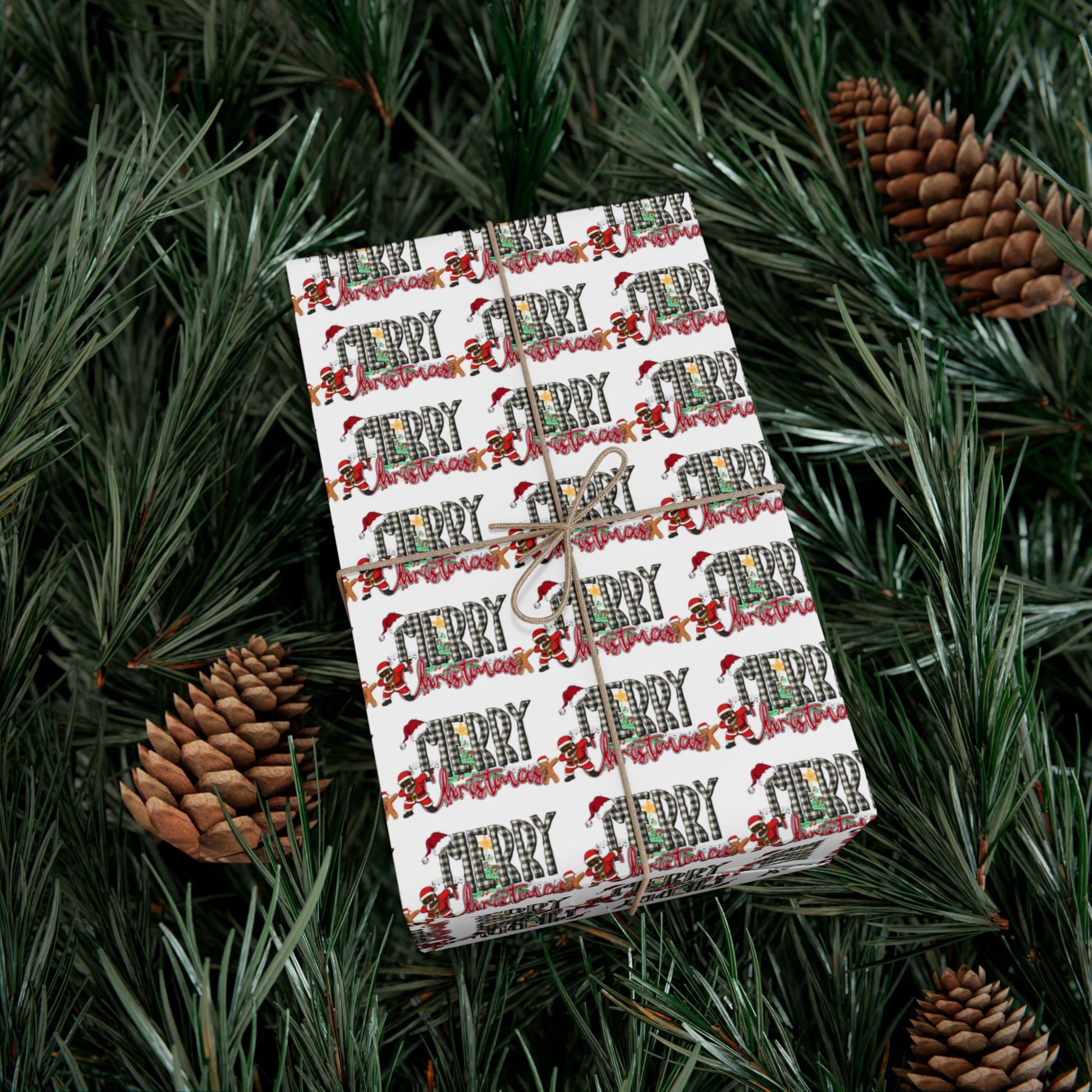 “Merry Christmas” Plaid Joy Wrapping Paper – Festive Edition by Frizell Noir (with a Dab of Fun)