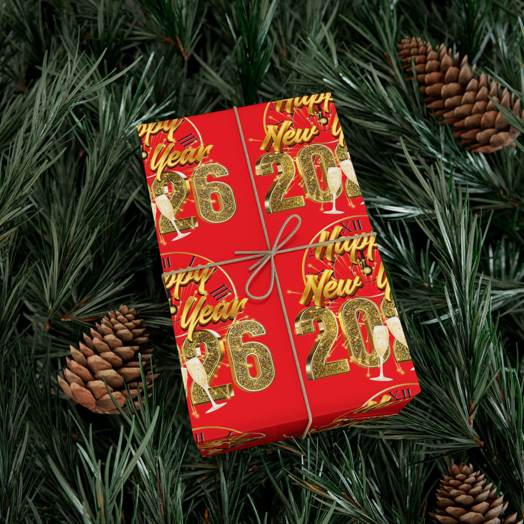 “Happy New Year 2026” Celebration Wrap – Luxe Gold Edition by Frizell Noir"