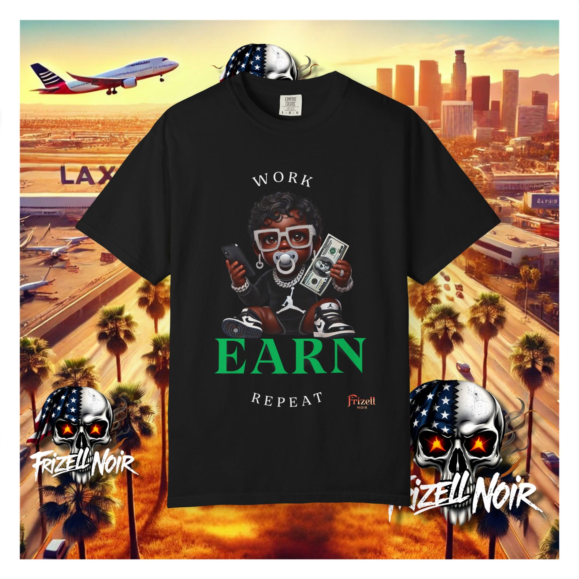 Work Earn Repeat Tee | Frizell Noir