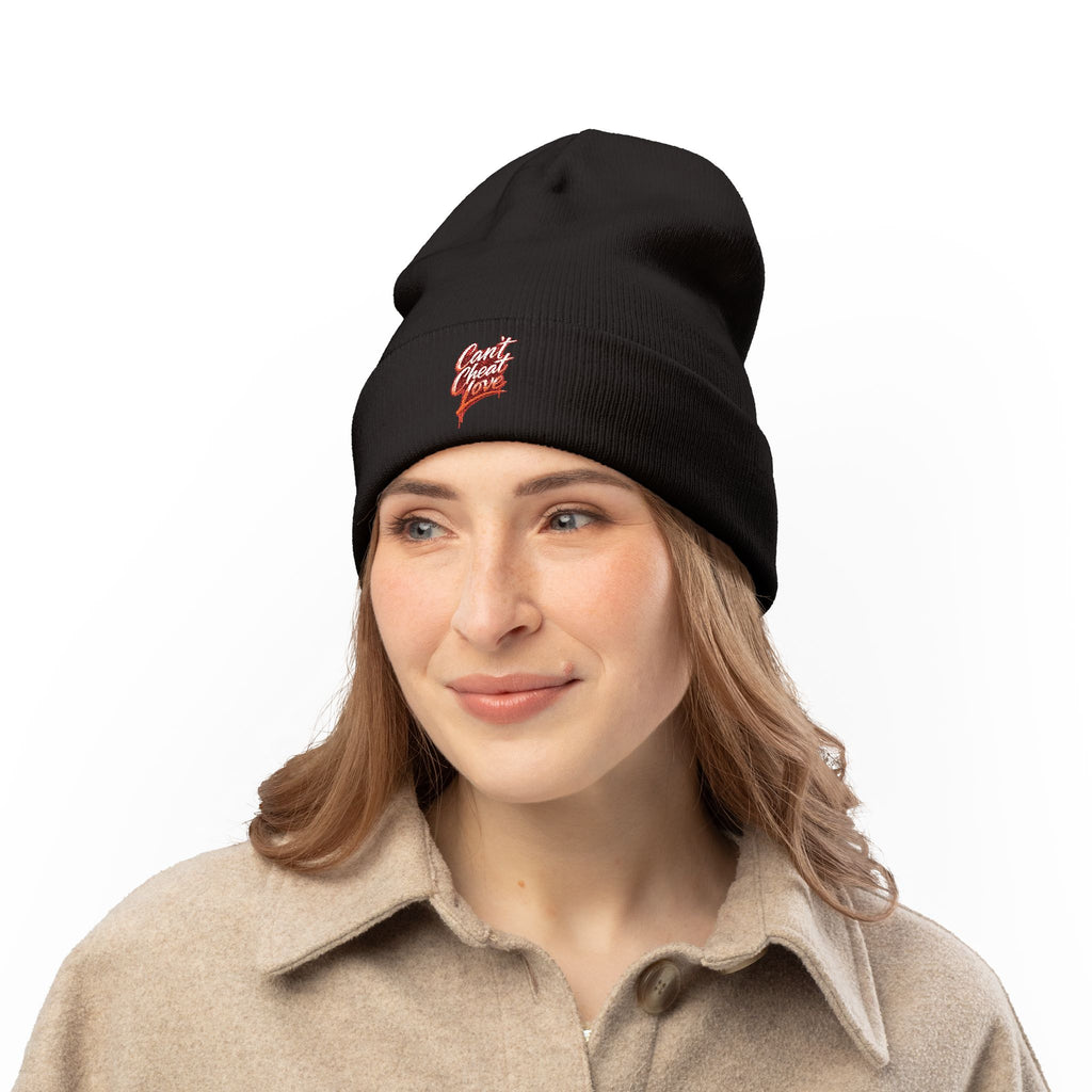 "Can't Cheat Love" Knit Beanie - Stylish Embroidered Winter Hat