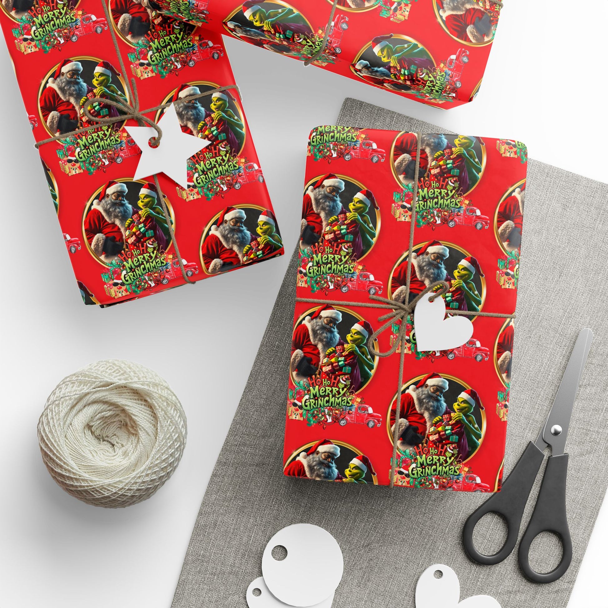 “Ho Ho Ho Merry Grinchmas” Premium Holiday Wrapping Paper – Festive Christmas Print by Frizell Noir