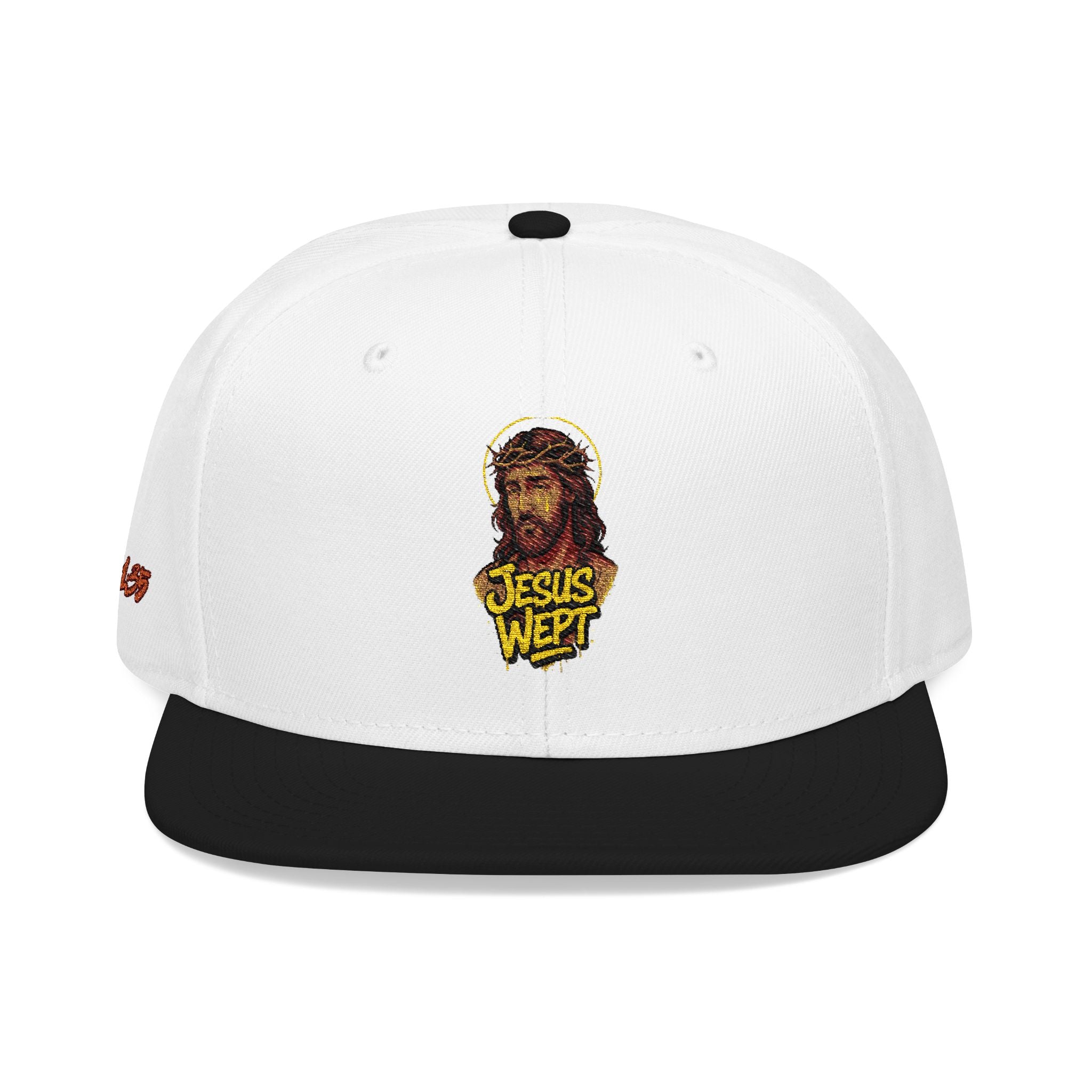 Snapback Hat Black & Gold Jesus John 11:35 Embroidered