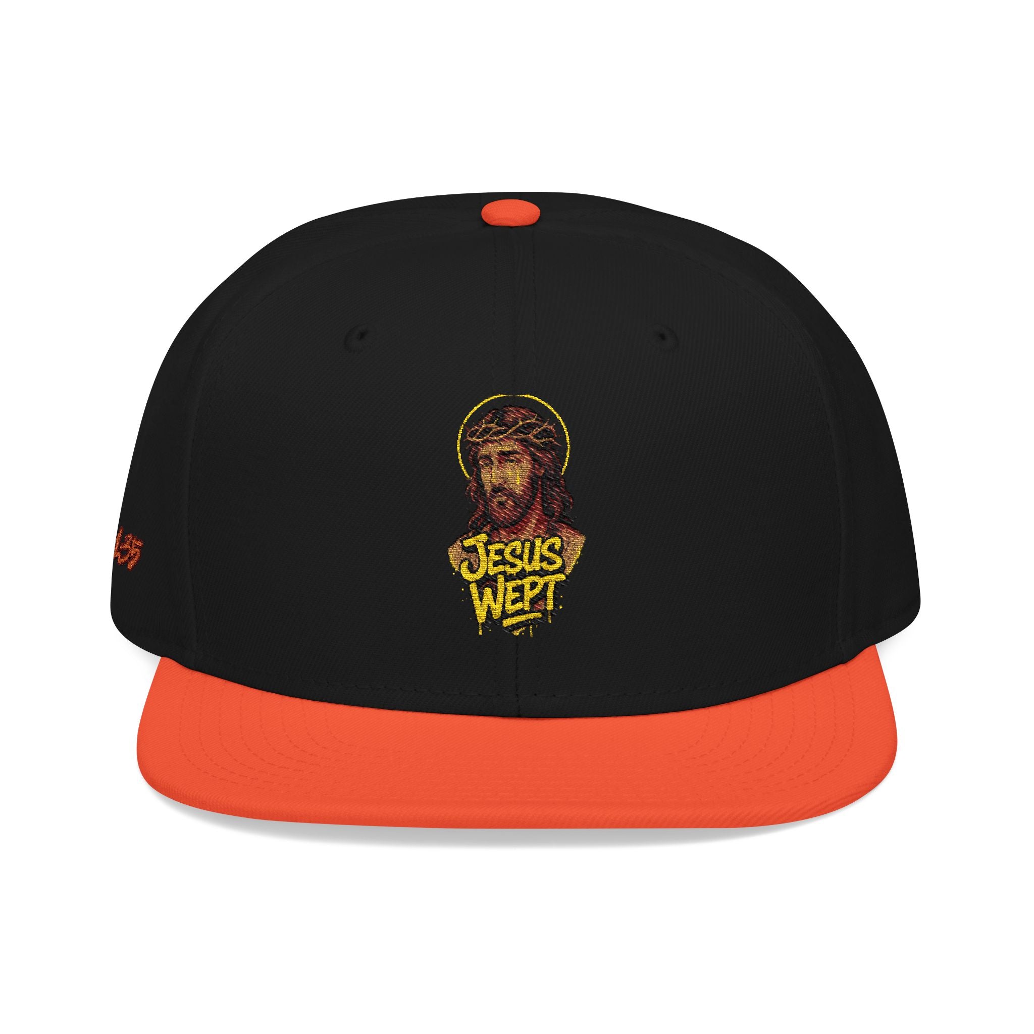 Snapback Hat Black & Gold Jesus John 11:35 Embroidered