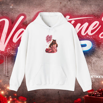 Valentine's Day Cute Wolf Hoodie, Cozy Sweatshirt for Animal Lovers, Unique Gift, Cute Sweatshirt for Him/Her, Perfect for Winter,