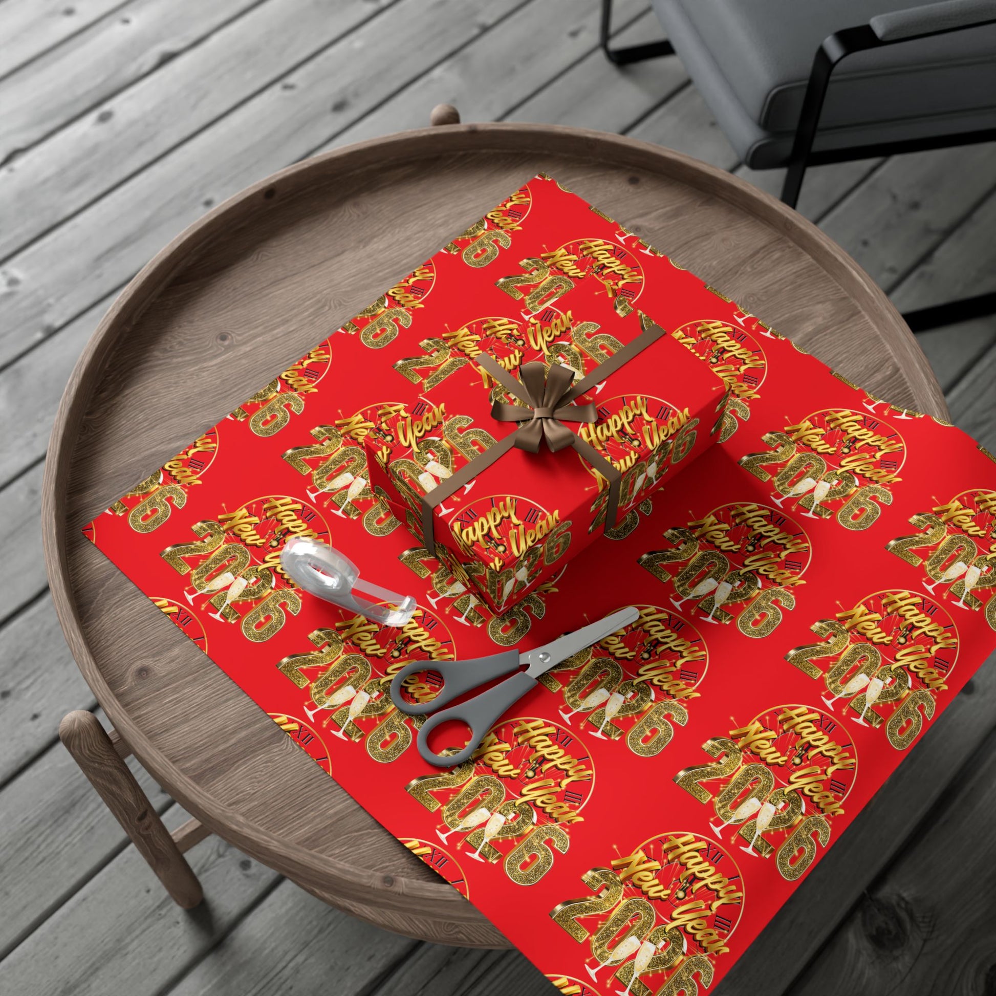 “Happy New Year 2026” Celebration Wrap – Luxe Gold Edition by Frizell Noir"