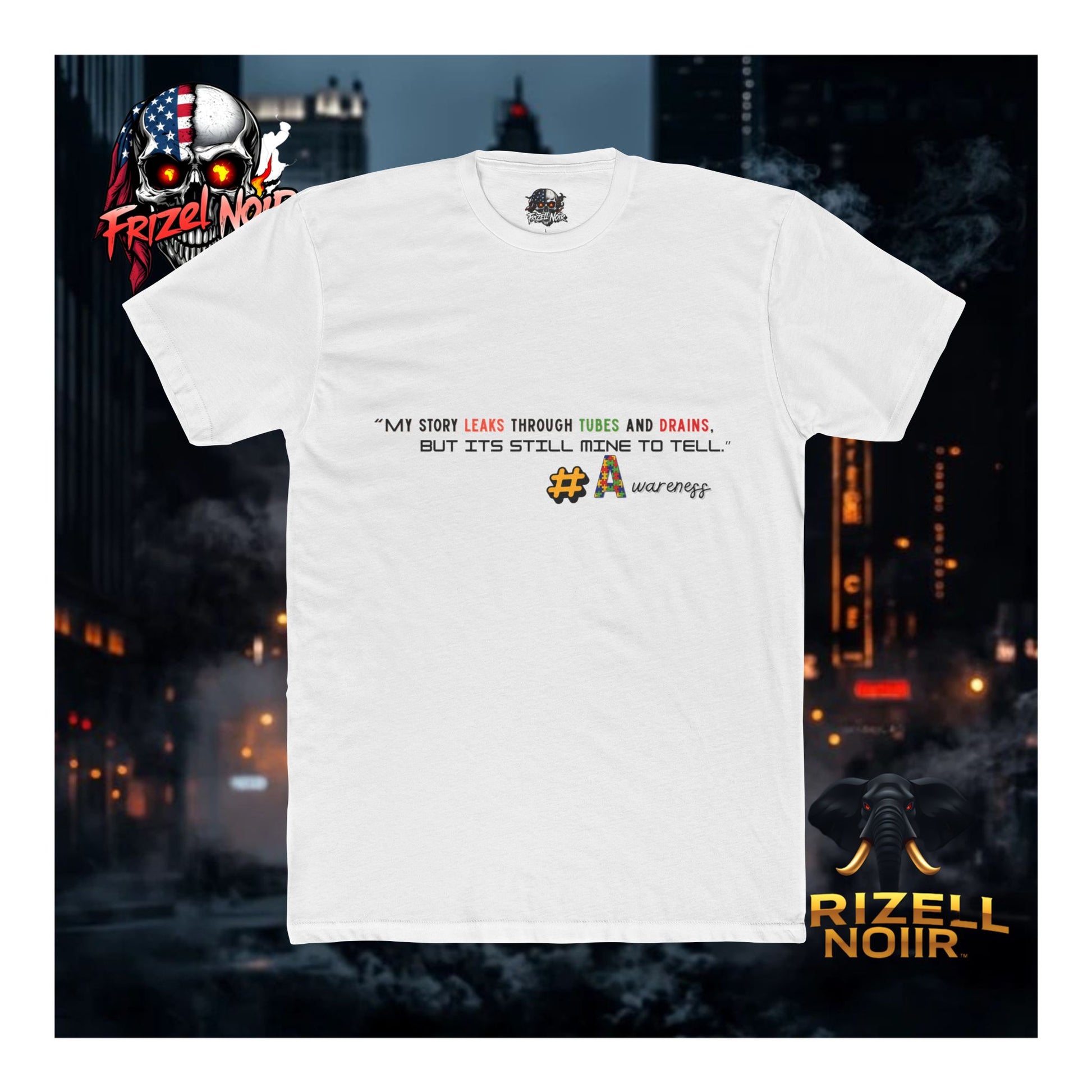Story Leaks Through Tubes Tee | Frizell Noir