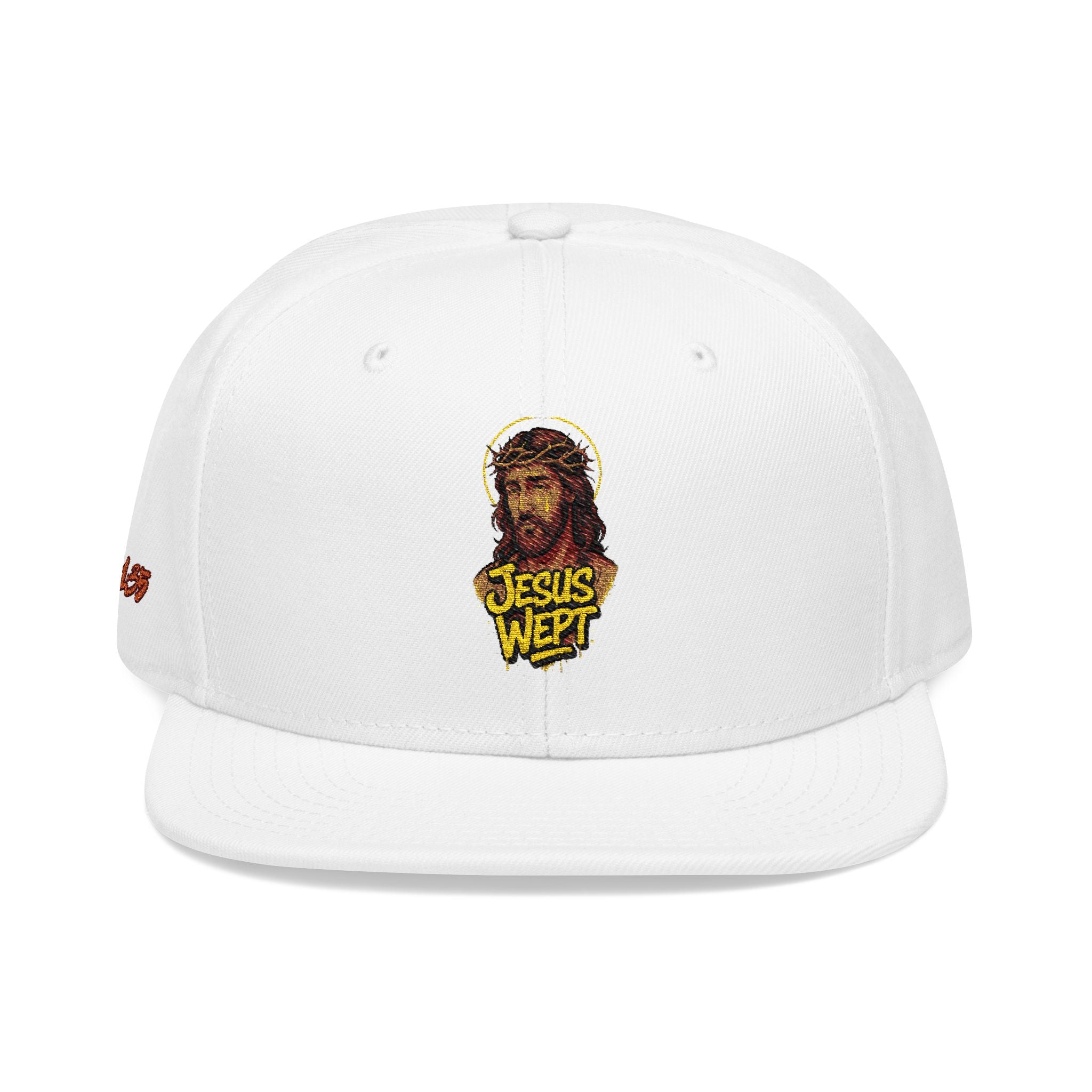 Snapback Hat Black & Gold Jesus John 11:35 Embroidered