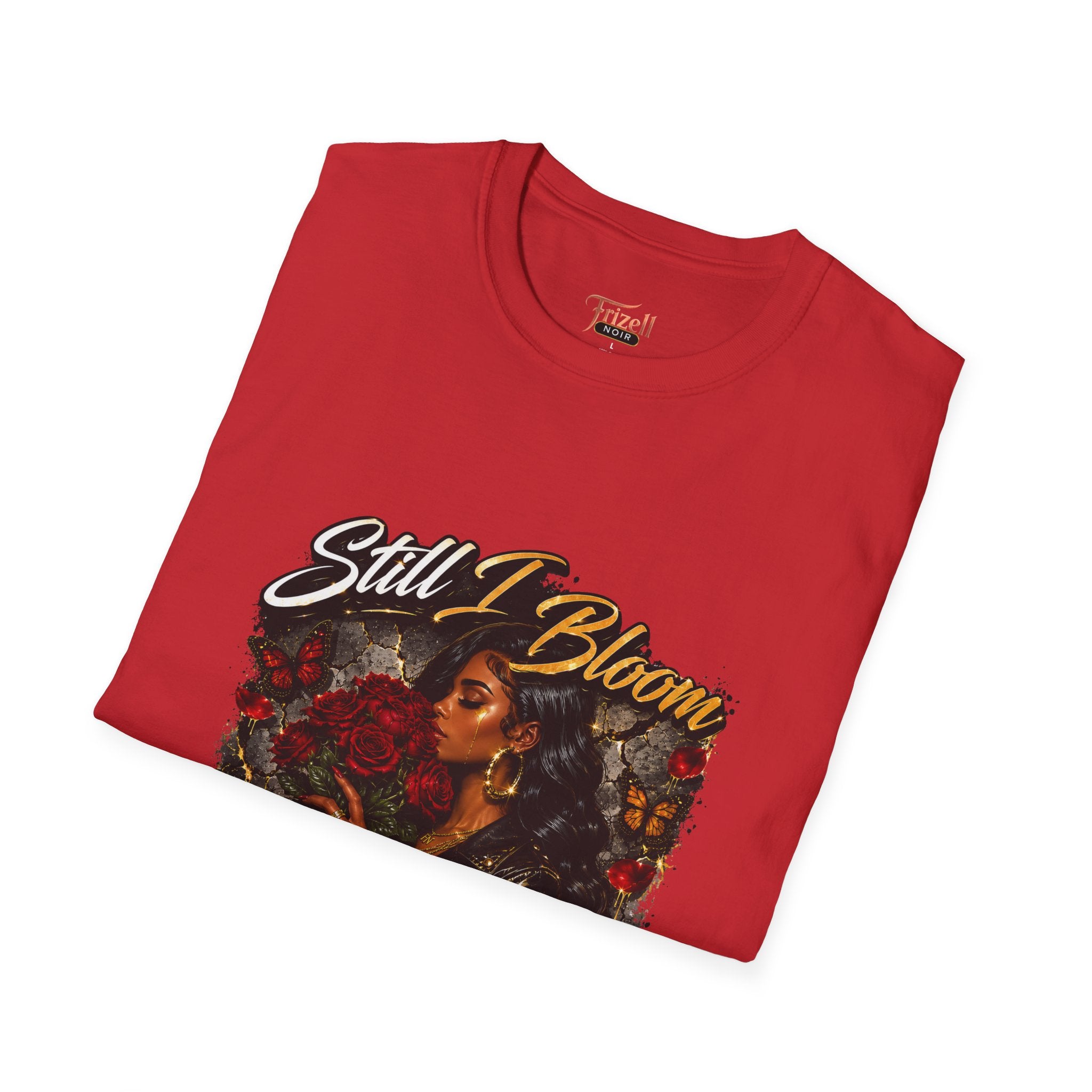 Frizell noir still i bloom tee red graphic t-shirt on white background