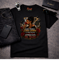 Frizell noir Some Women Carry Storms tee black graphic t-shirt flat lay on grey background 
