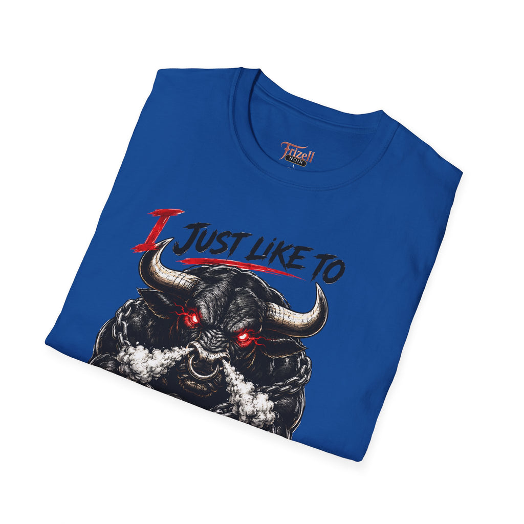 Frizell Noir I Just Like to Crash Out blue Graphic T-Shirt – Bold statement streetwear tee with premium dark luxury design