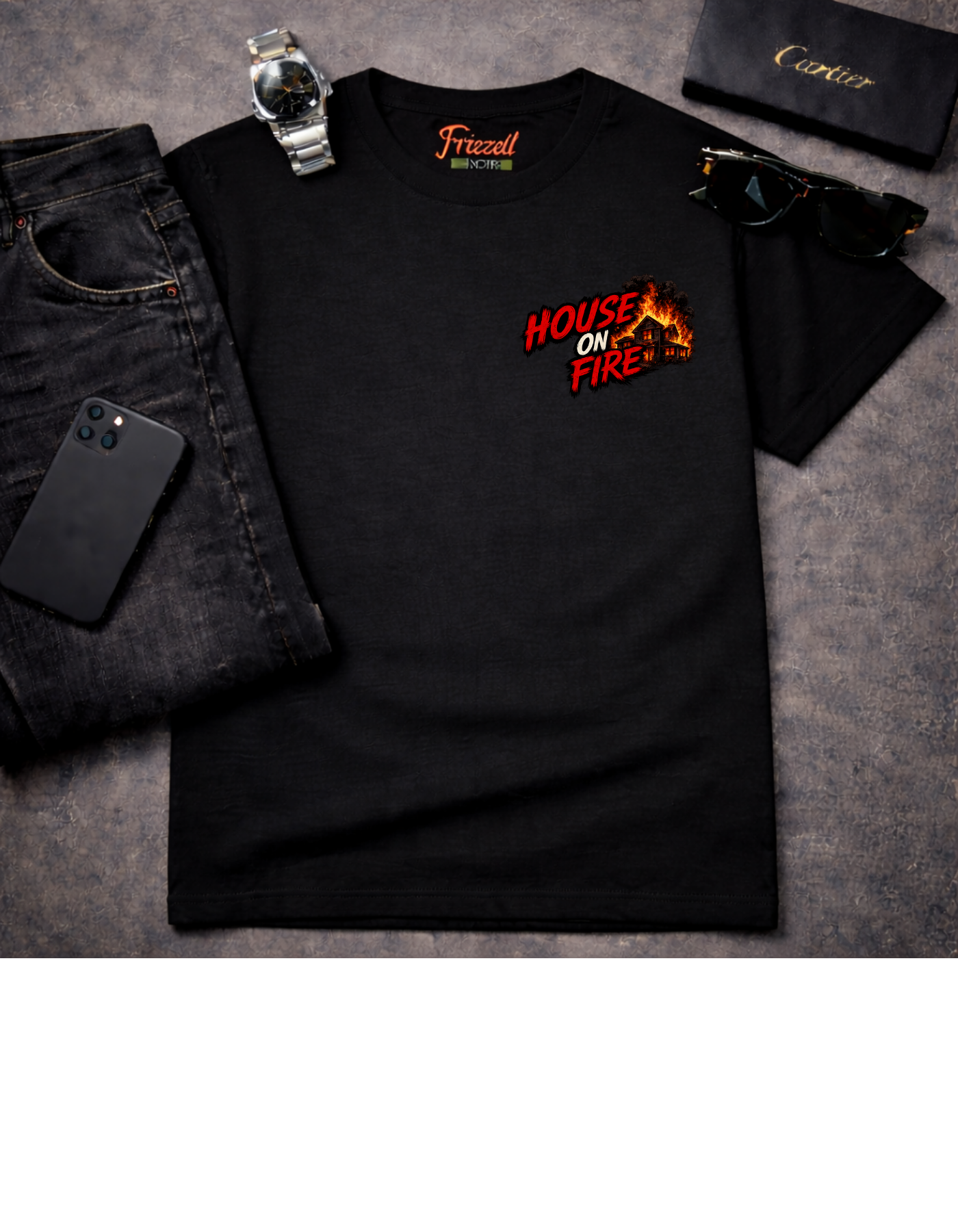 Frizell Noir Mowing Through Chaos Graphic black T-Shirt – Bold statement streetwear tee with premium dark luxury design
