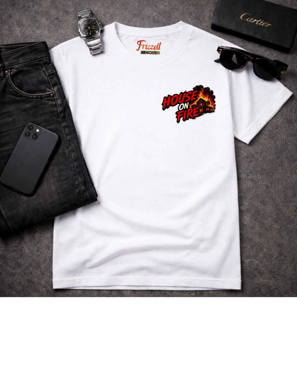 Frizell Noir Mowing Through Chaos Graphic white T-Shirt – Bold statement streetwear tee with premium dark luxury design