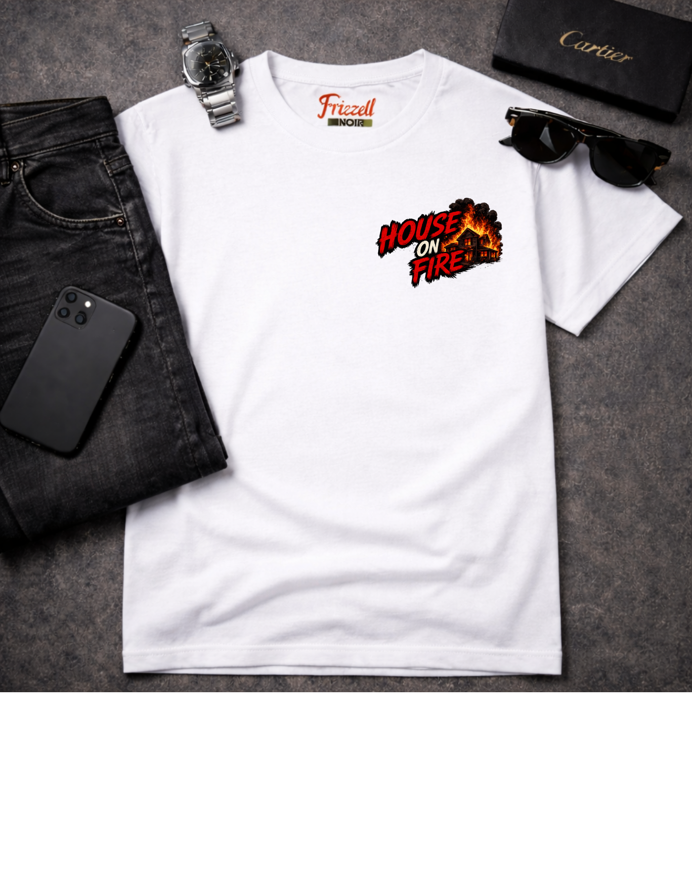 Frizell Noir Mowing Through Chaos Graphic white T-Shirt – Bold statement streetwear tee with premium dark luxury design