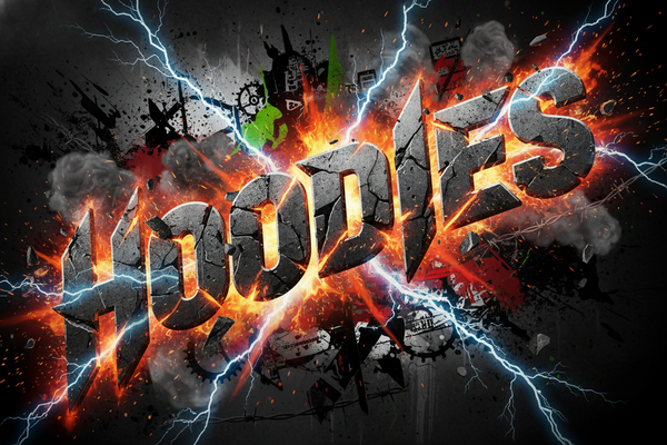 make it say Hoodies in the background and make it look extreme and aggressive 