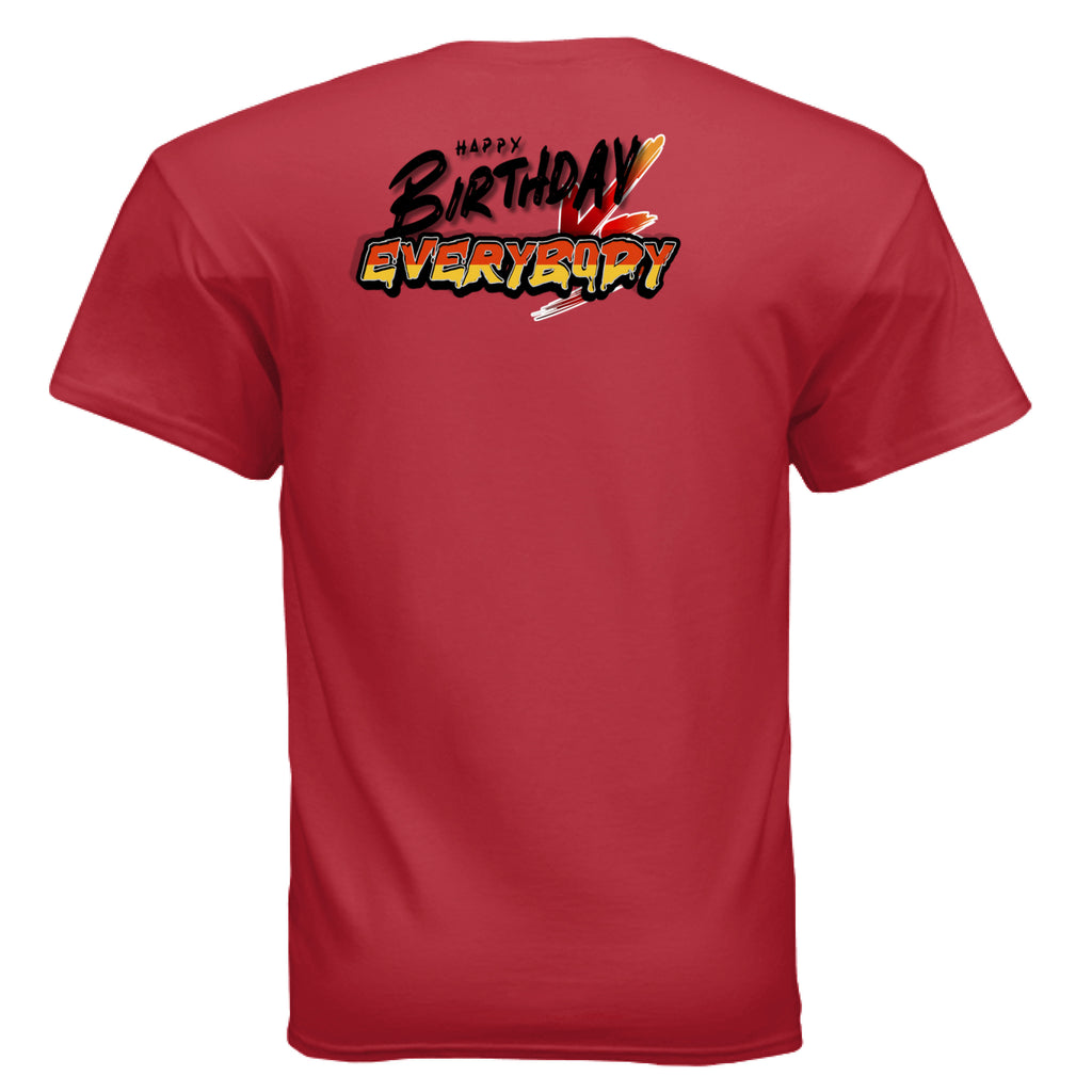 Fade Birthday Vs Everybody tee red back view