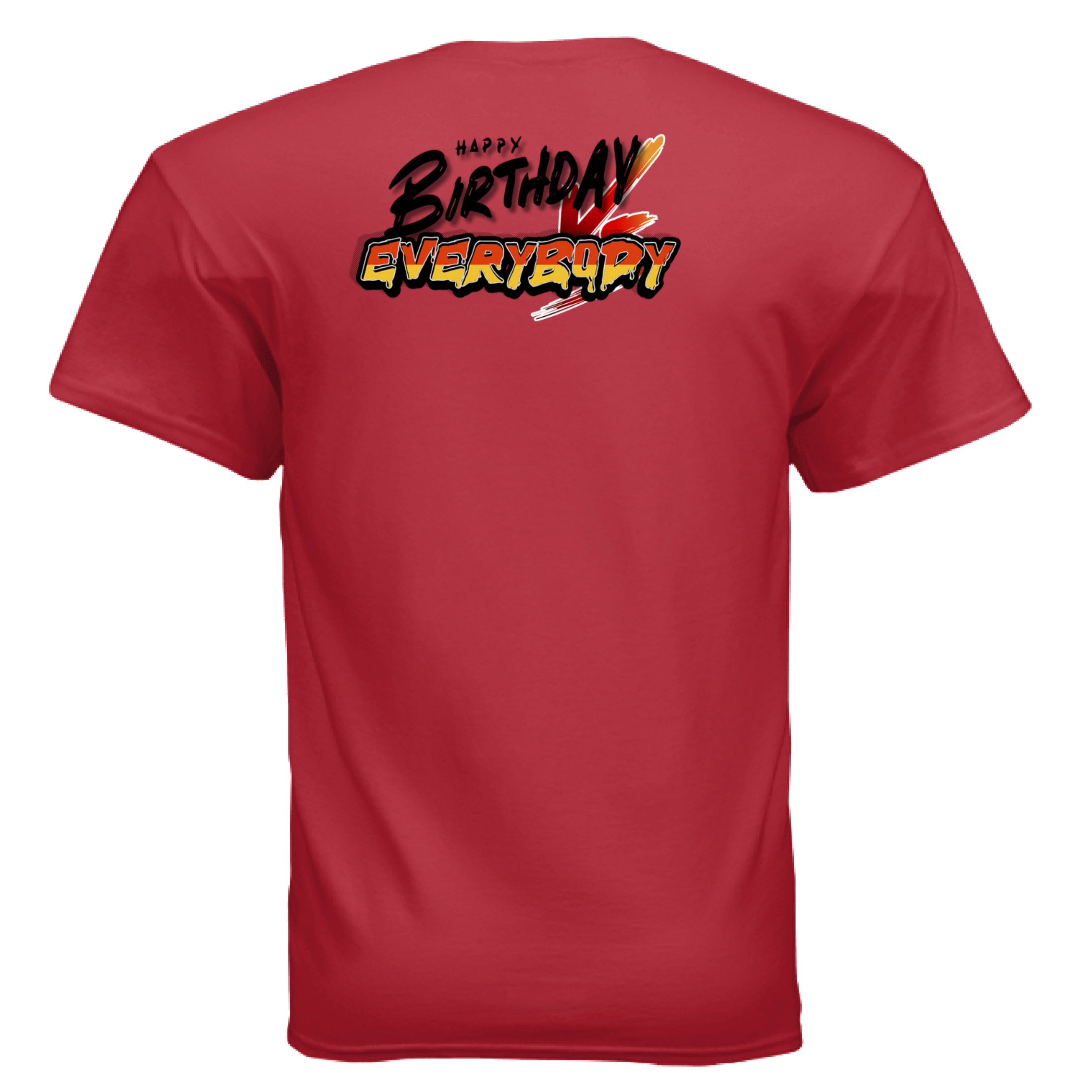Fade Birthday Vs Everybody tee red back view