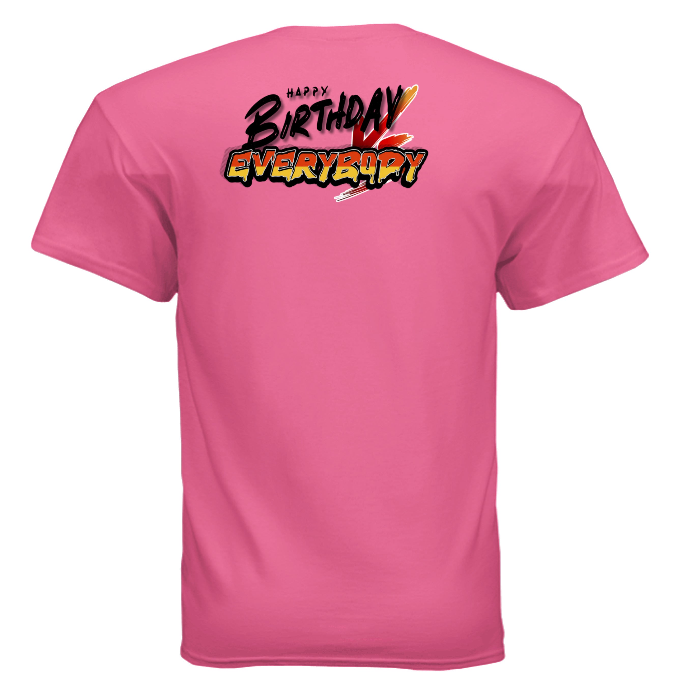 Fade Birthday Vs Everybody tee safety pink back view
