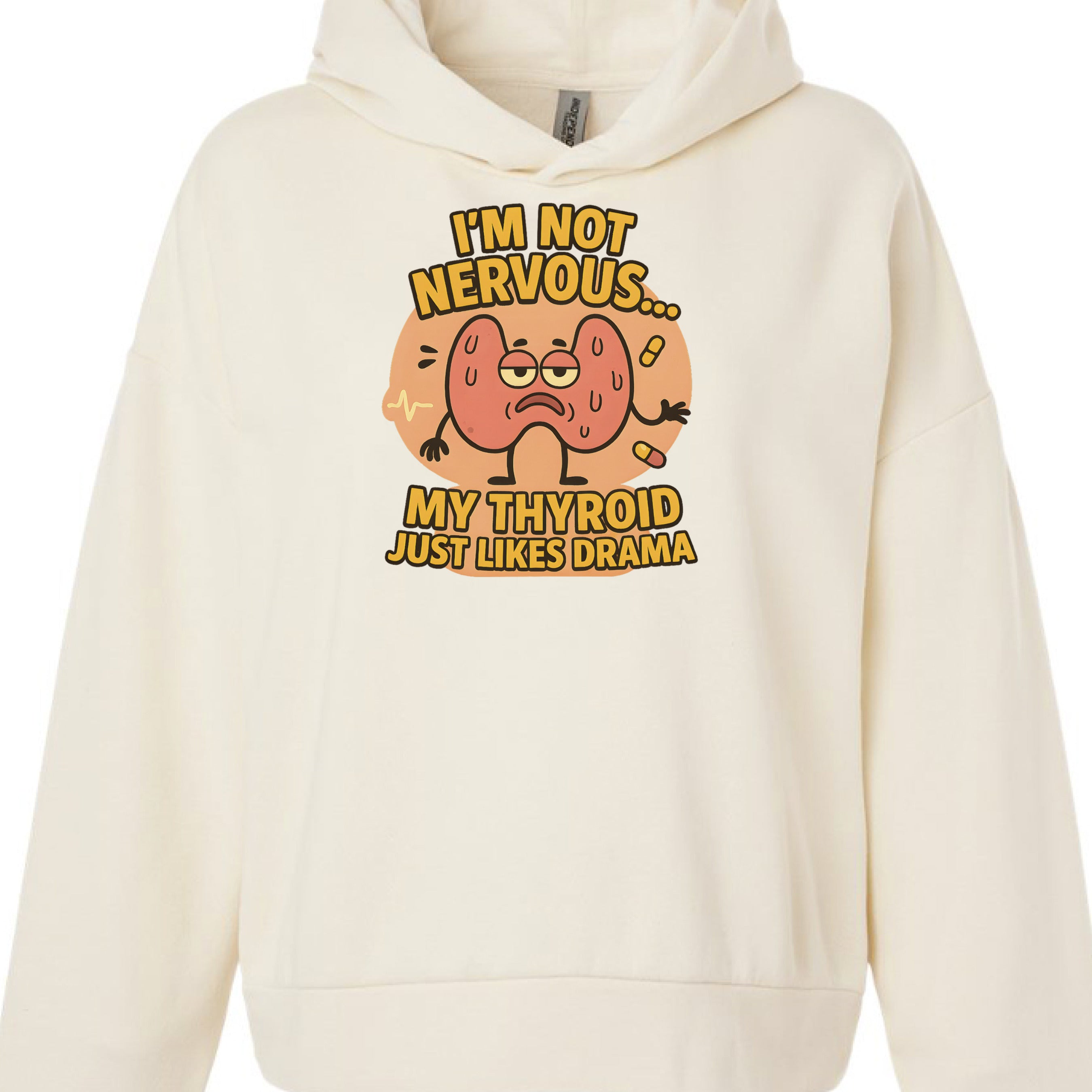 Thyroid warrior hoodie women's bone cream front"